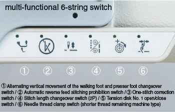Multi-functional 6-string switch (thread trimming switch)
